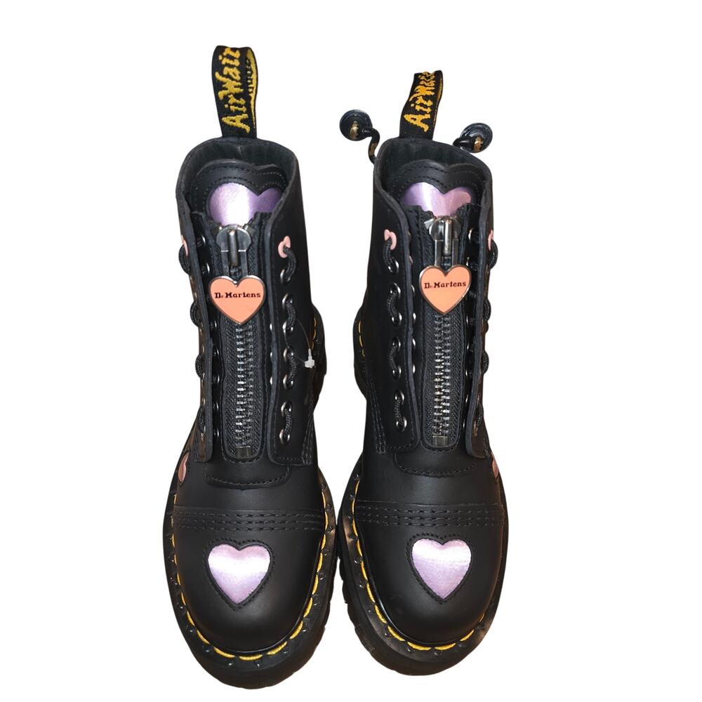 Dr. Martens Sinclair Heat Black Leather Boots Zip Platform Womens Lace Up Combat